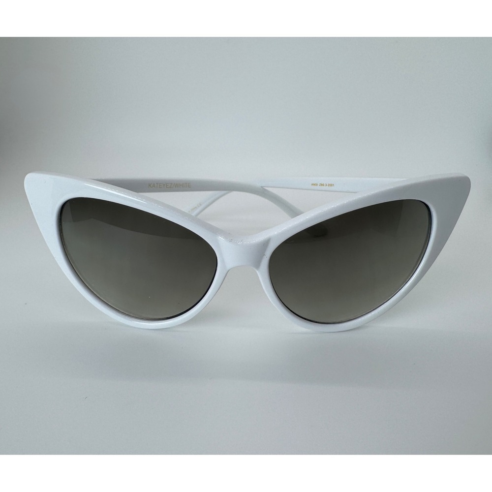 Kateyez White Retro Cat Eye Sunglasses Vintage Style Glossy Frames Dark Lens